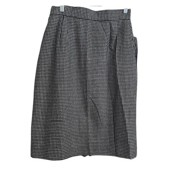Chaus Vinatage Wool Blend Houndstooth Pattern Black & Grey Pleated Skirt Size L - Picture 6 of 6